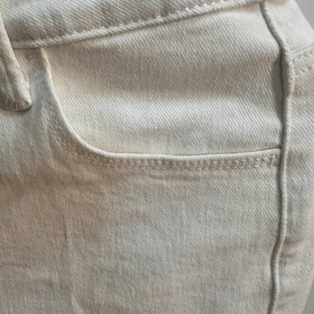 Risen Flare Leg Stretch Jeans Womens Size 9/29 Mid Rise White Denim Raw Hem - Picture 7 of 12